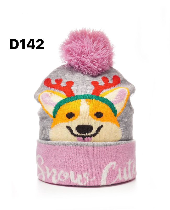 Gorro de corgi con pompón-D142