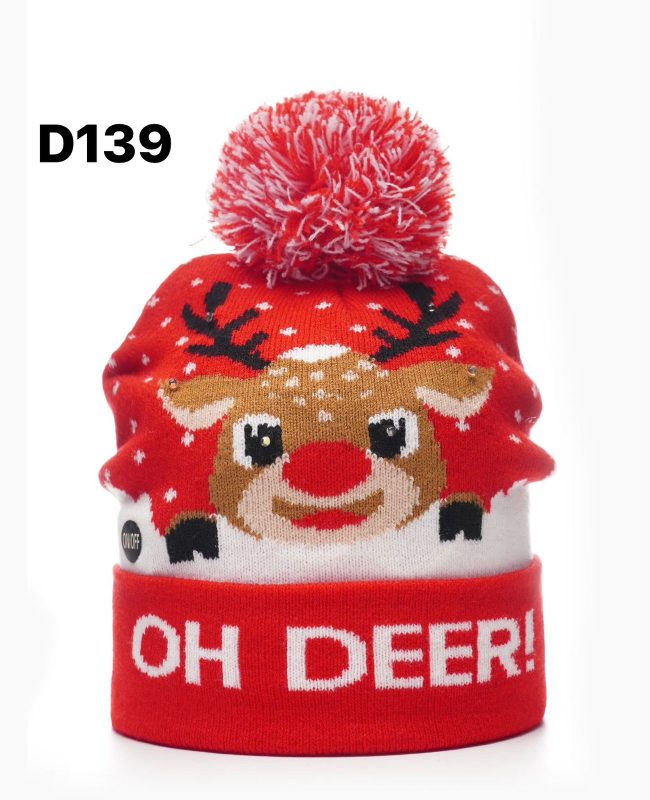 Gorro Navideño con Diseño de Reno-D139