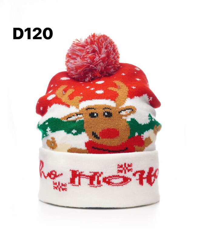 Gorro navideño con diseño de reno-D120