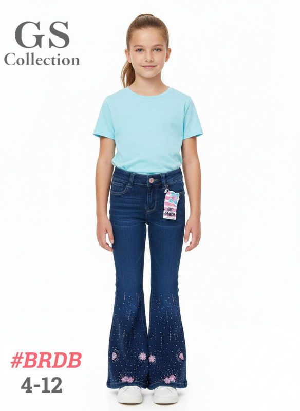 Jeans acampanados con detalles florales-BRDB