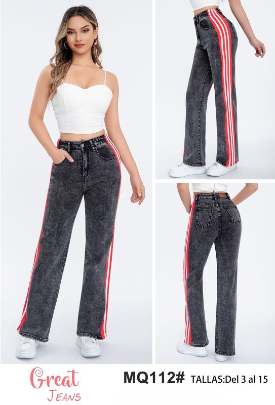 Jeans con franjas laterales-MQ112