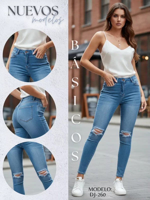Jeans skinny rotos en la rodilla-DJ-260