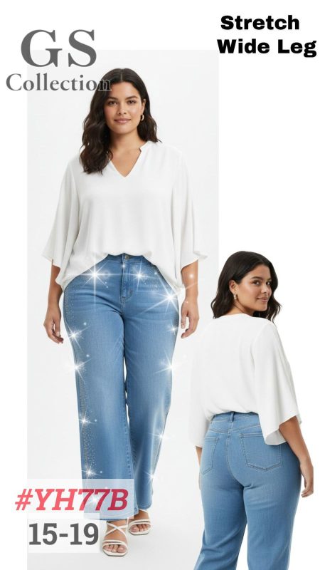 Jeans Stretch Wide Leg-YH77B