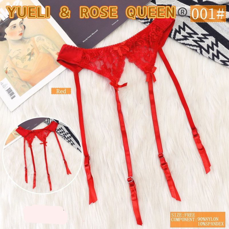 Liguero de encaje rojo con tirantes-001