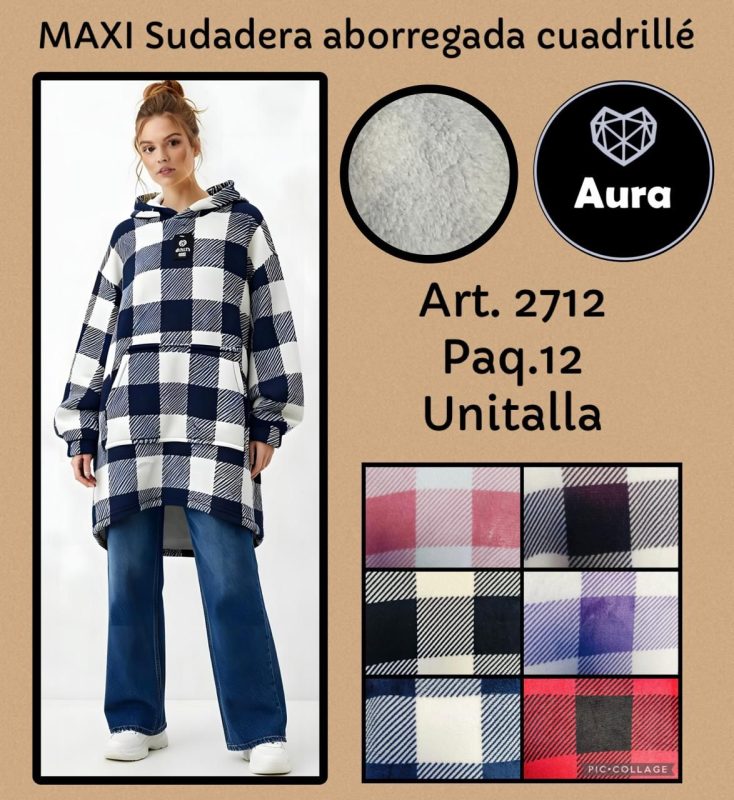 Maxi Sudadera aborregada cuadrillé-2712