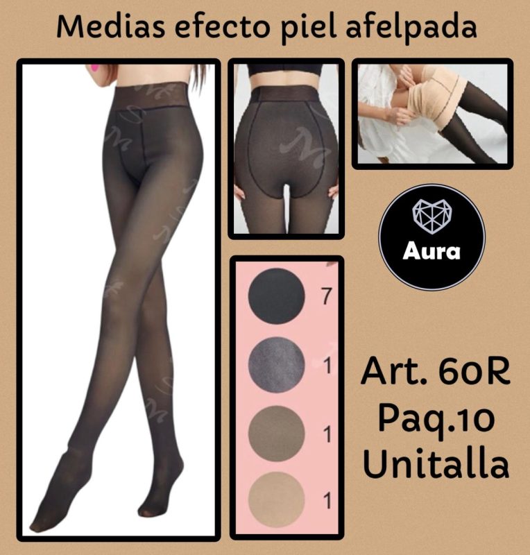 Medias efecto piel afelpada Aura-60R