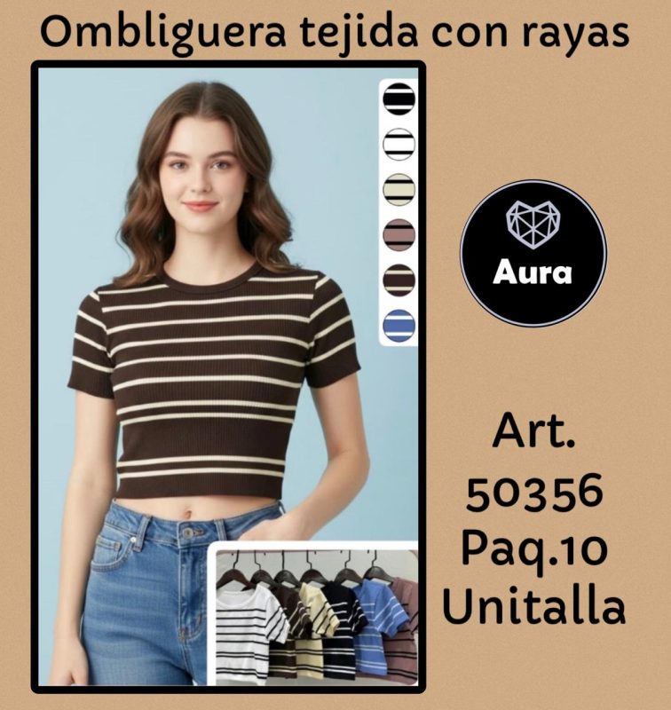 Ombliguera tejida con rayas-50356