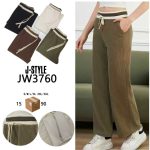 Pantalón acanalado con cintura elástica-JW3760 - 2
