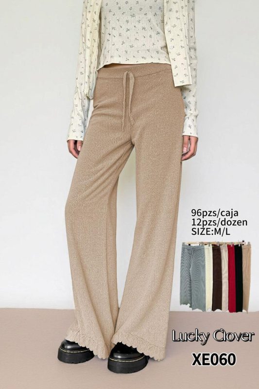 Pantalón acanalado con lazo-XE060