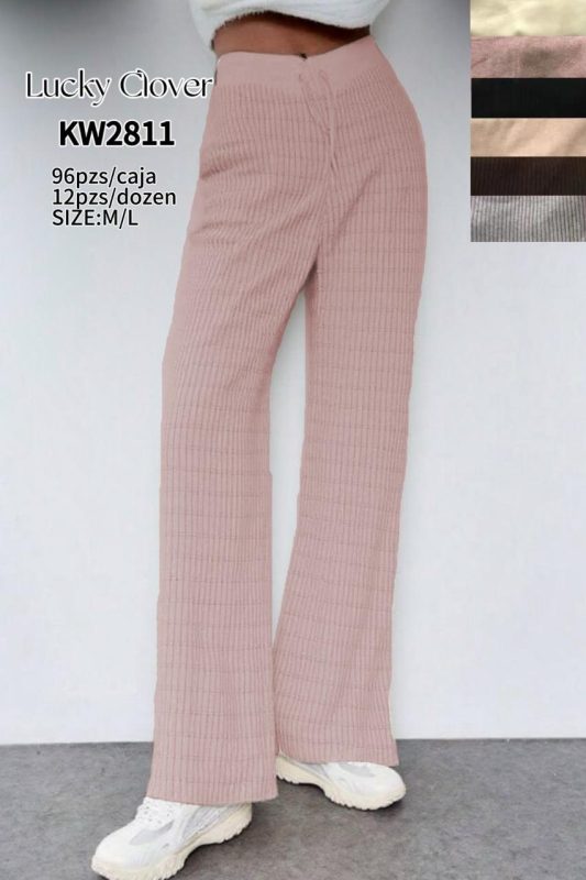 Pantalón acanalado de pierna ancha-KW2811