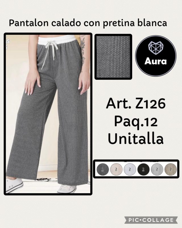 Pantalón calado con pretina blanca-Z126