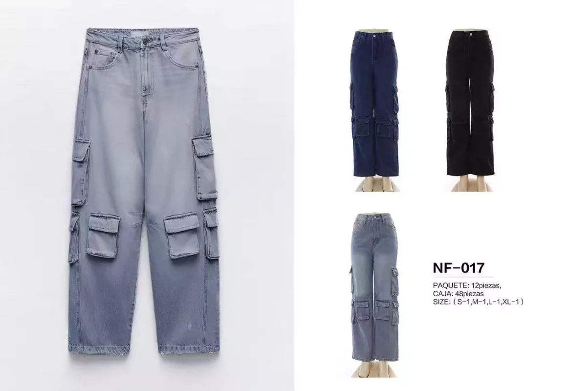 Pantalón Cargo Jeans Mujer-NF017