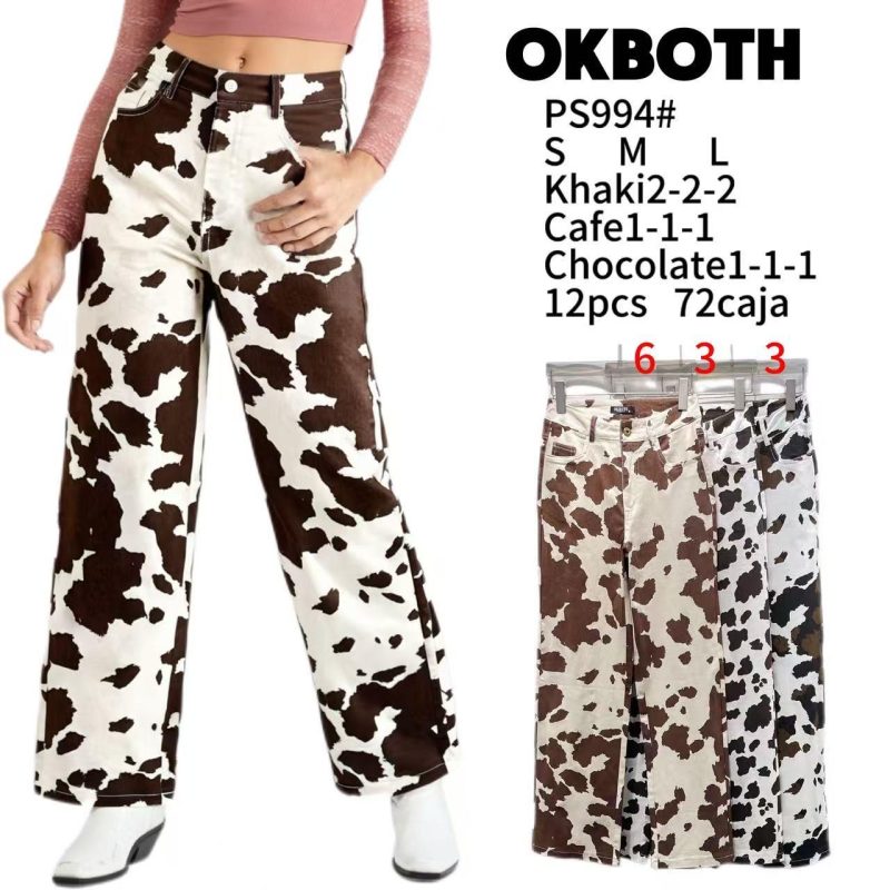 Pantalón estampado de vaca-PS994