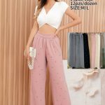 Pantalón palazzo con pedrería-XE038 - 1