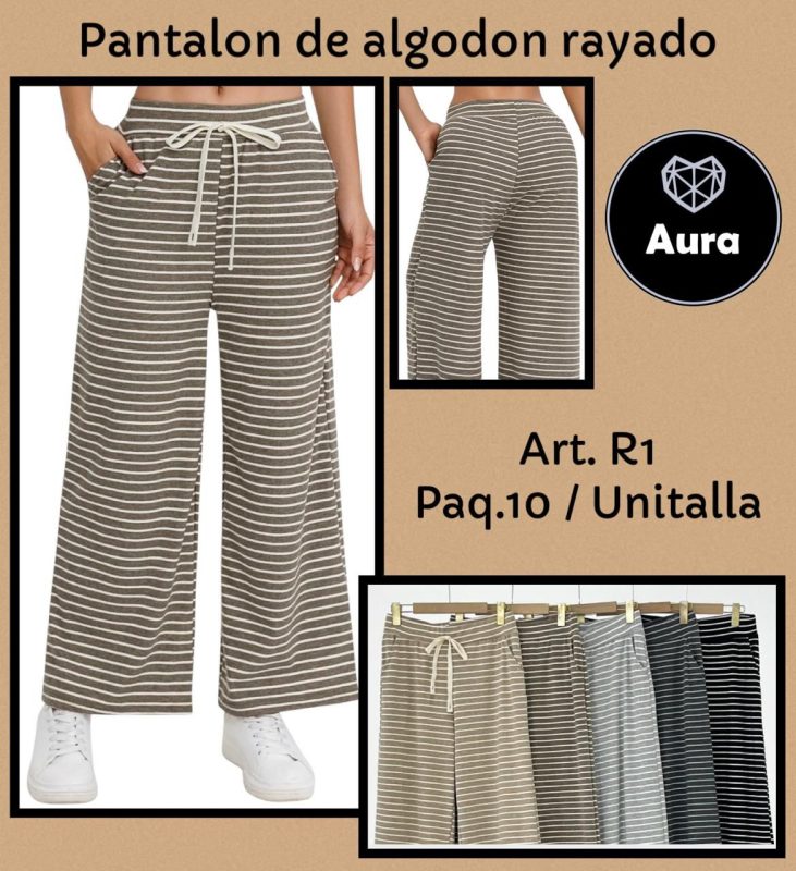 Pantalón de algodón rayado-R1