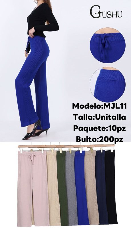 Pantalón de punto acanalado con cordón-MJL11