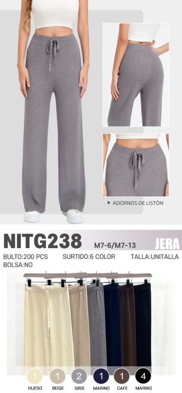 Pantalón de punto con cinturón-NITG238