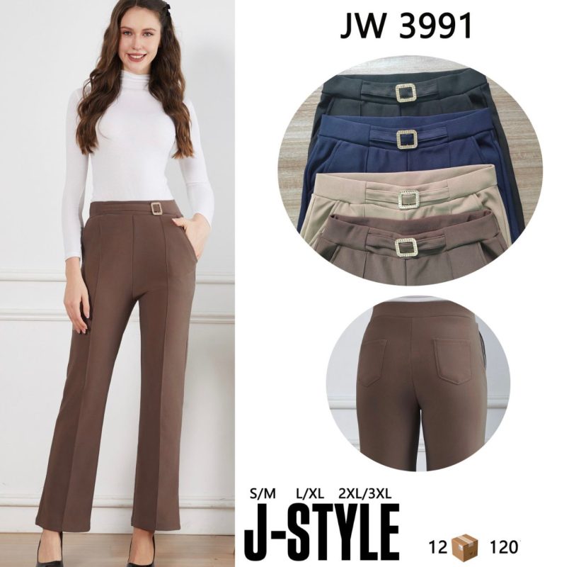 Pantalón de vestir con cinturón-JW3991