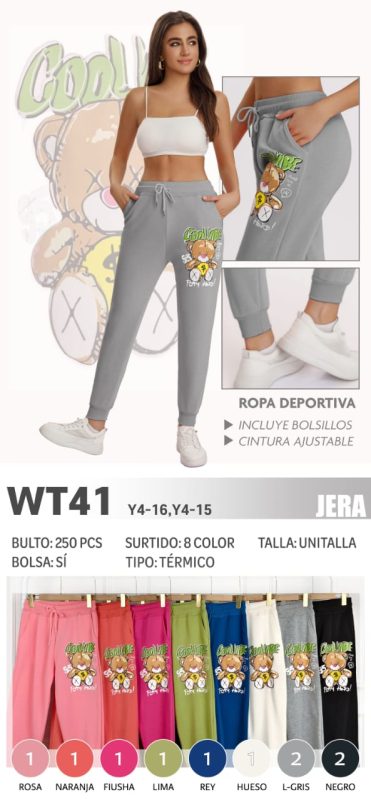 Pantalón deportivo para mujer estampado-WT41