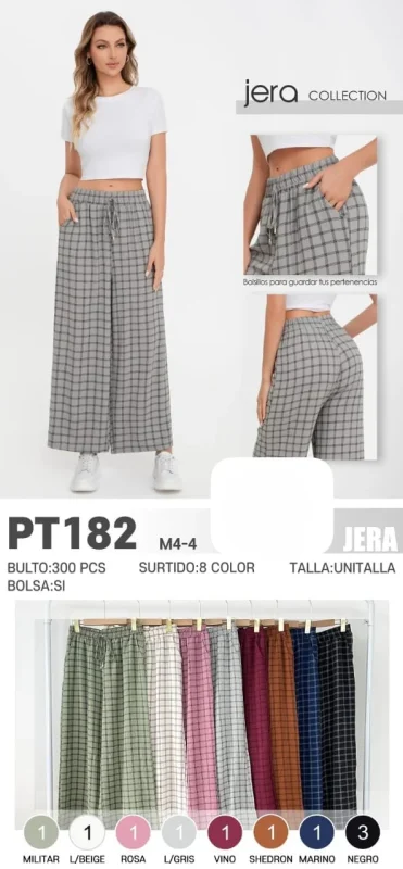 Pantalón palazzo a cuadros-PT182