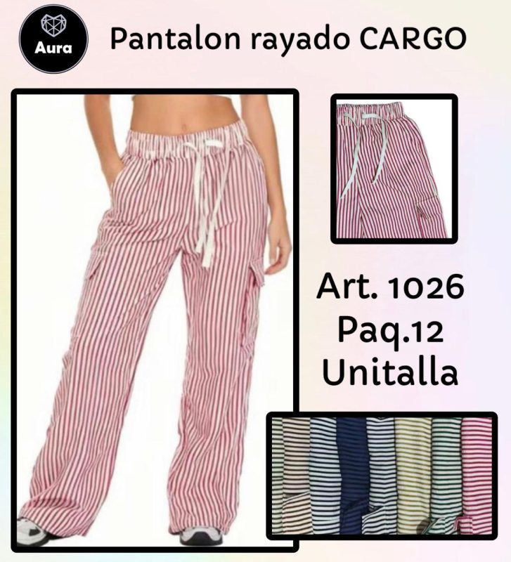 Pantalón rayado CARGO-1026