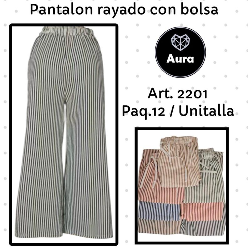 Pantalón Rayado con Bolsa-2201