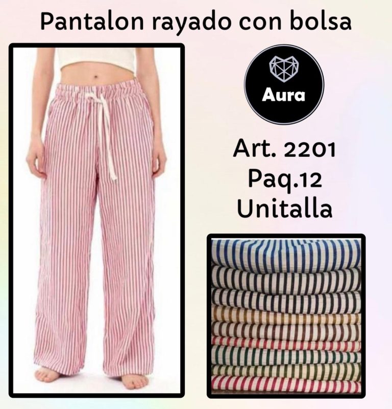 Pantalón rayado con bolsa-2201