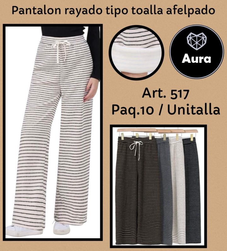 Pantalón rayado tipo toalla afelpado-517