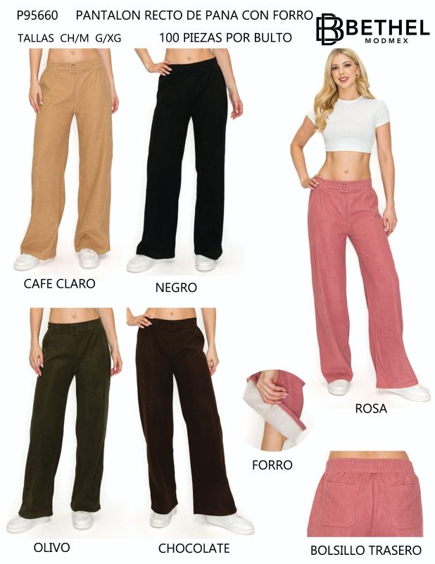 Pantalón recto de pana con forro-P95660