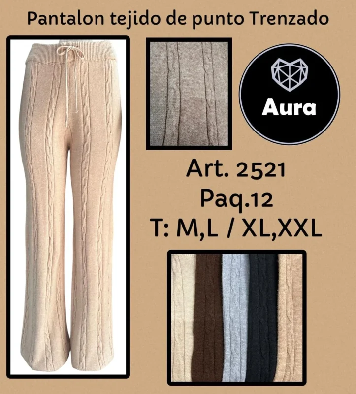 Pantalón tejido de punto trenzado Aura-2521