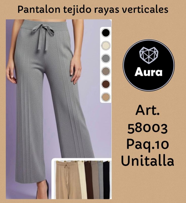 Pantalón tejido rayas verticales-58003
