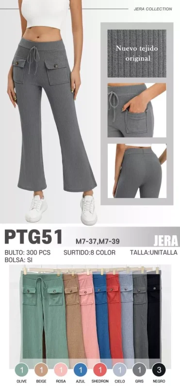 Pantalones acampanados con bolsillos-PTG51
