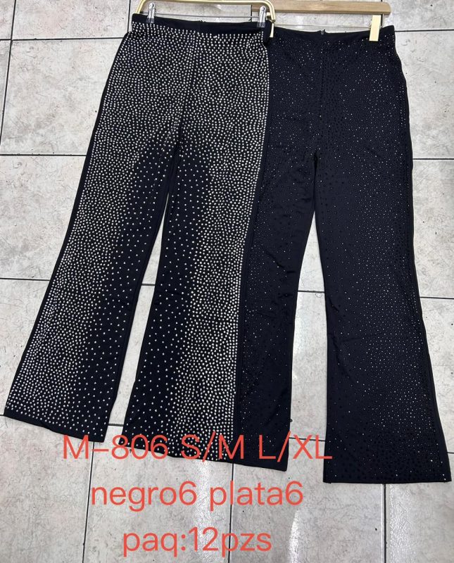 Pantalones acampanados con pedrería-M-806
