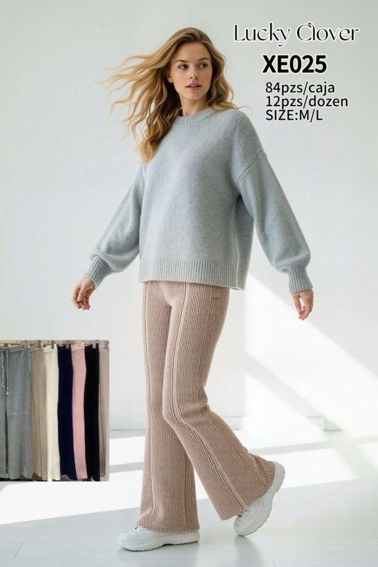 Pantalones acanalados para mujer-XE025