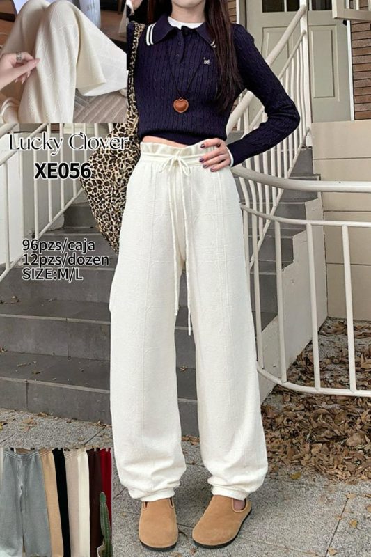 Pantalones anchos con cordón-XE056