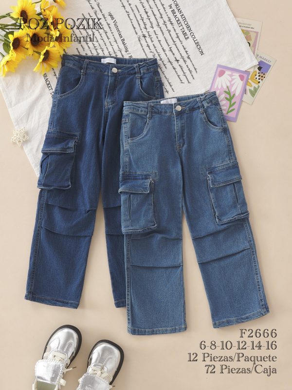 Pantalones cargo para niña-F2666