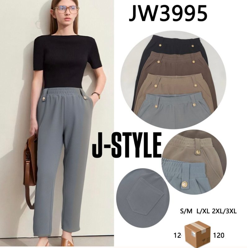 Pantalones de vestir con botones-JW3995