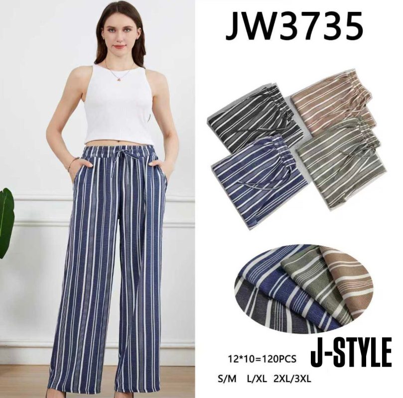 Pantalones Palazzo a rayas para mujer-JW3735