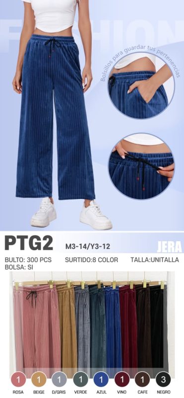 Pantalones palazzo acanalados para mujer-PTG2