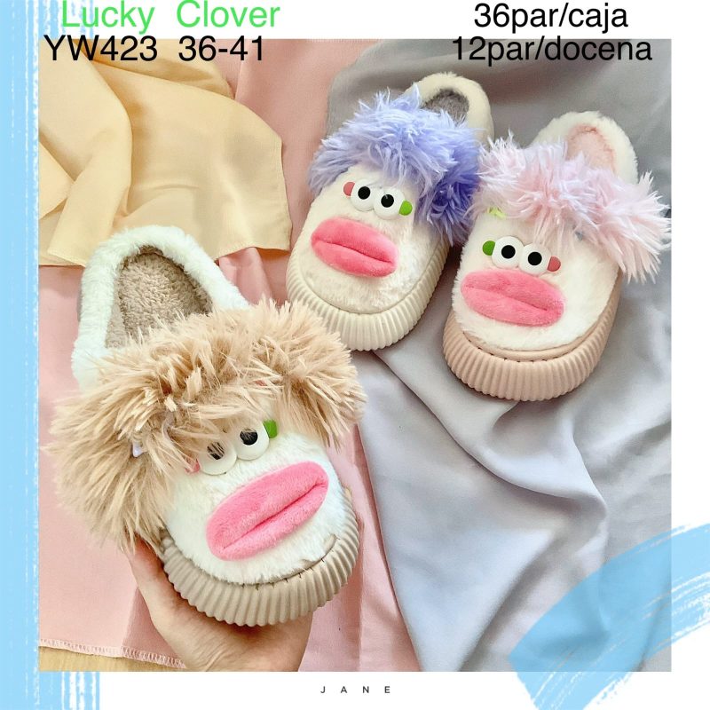 Pantuflas con diseño de cara-YW423