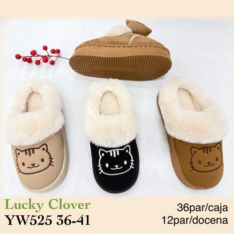 Pantuflas de gato con felpa-YW525