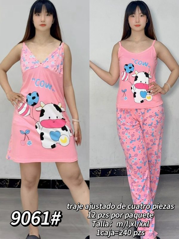 Pijama con estampado de vaca-9061