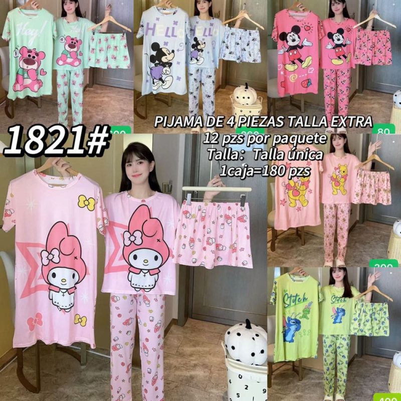 Pijama de 4 piezas talla extra-1821