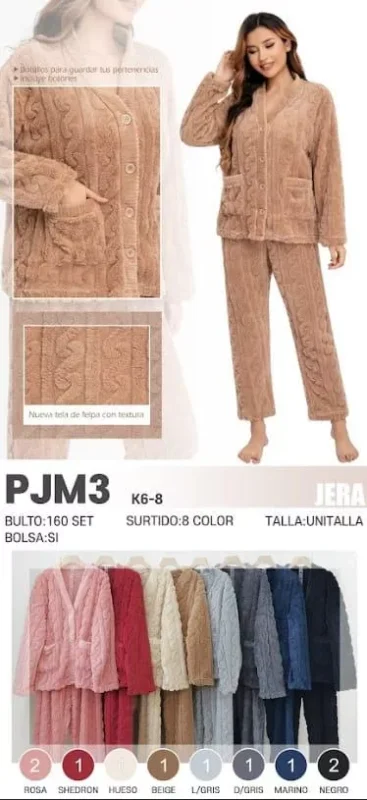 Pijama de felpa con textura-PJM3