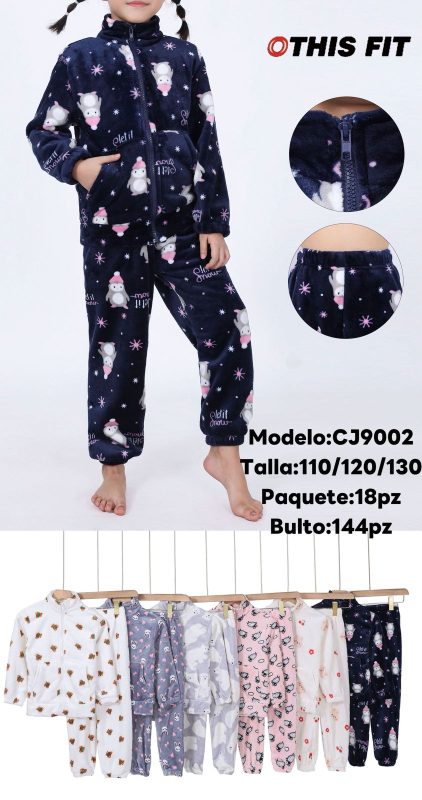 Pijama de niña con estampado de pingüinos-CJ9002