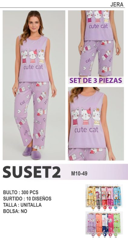 Pijama de tres piezas con estampados-SUSET2