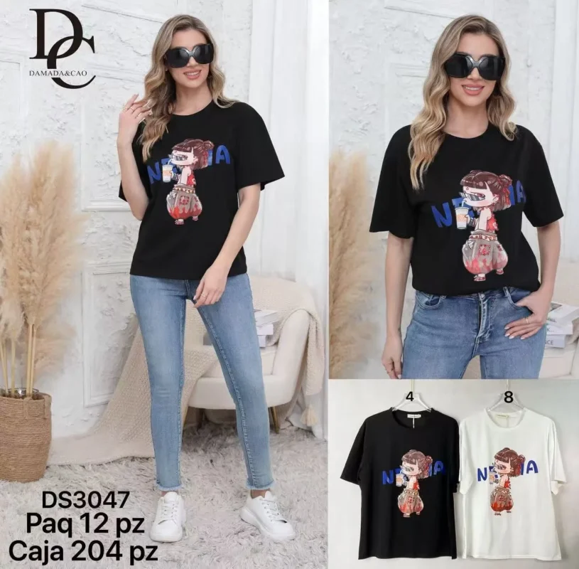 Playera con estampado de caricatura-DS3047