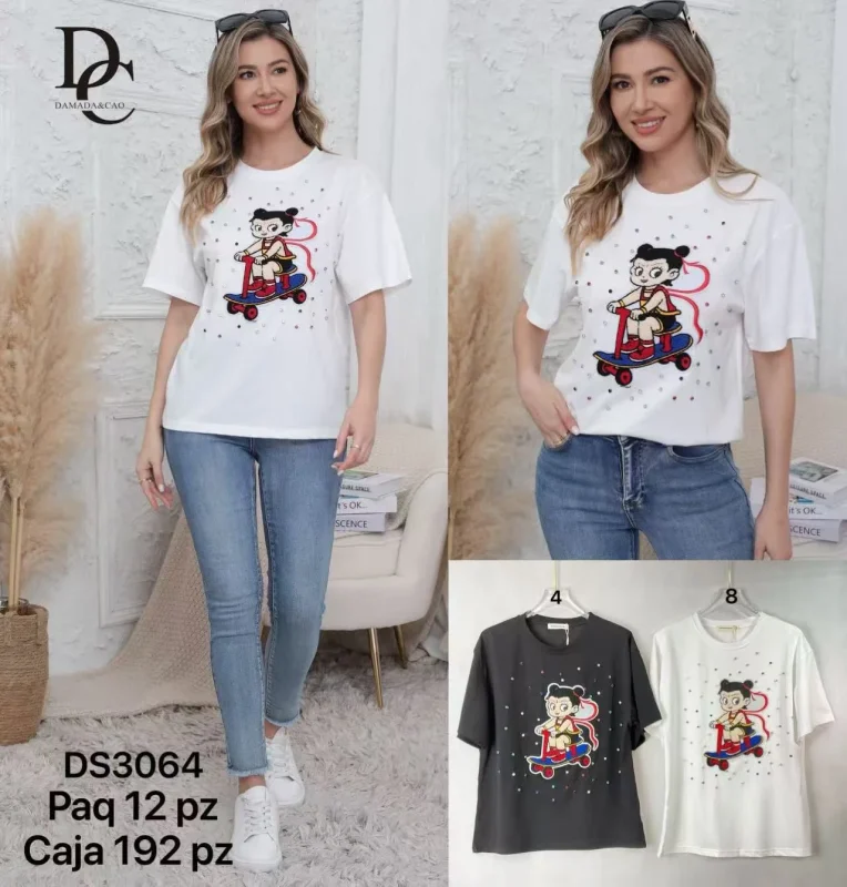Playera Mujer Estampado Niño Scooter-DS3064