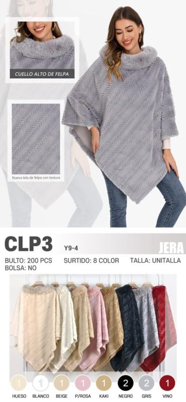 Poncho de Felpa con Cuello Alto-CLP3