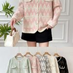 Cardigan de punto con diseño geométrico-K2517 - 1